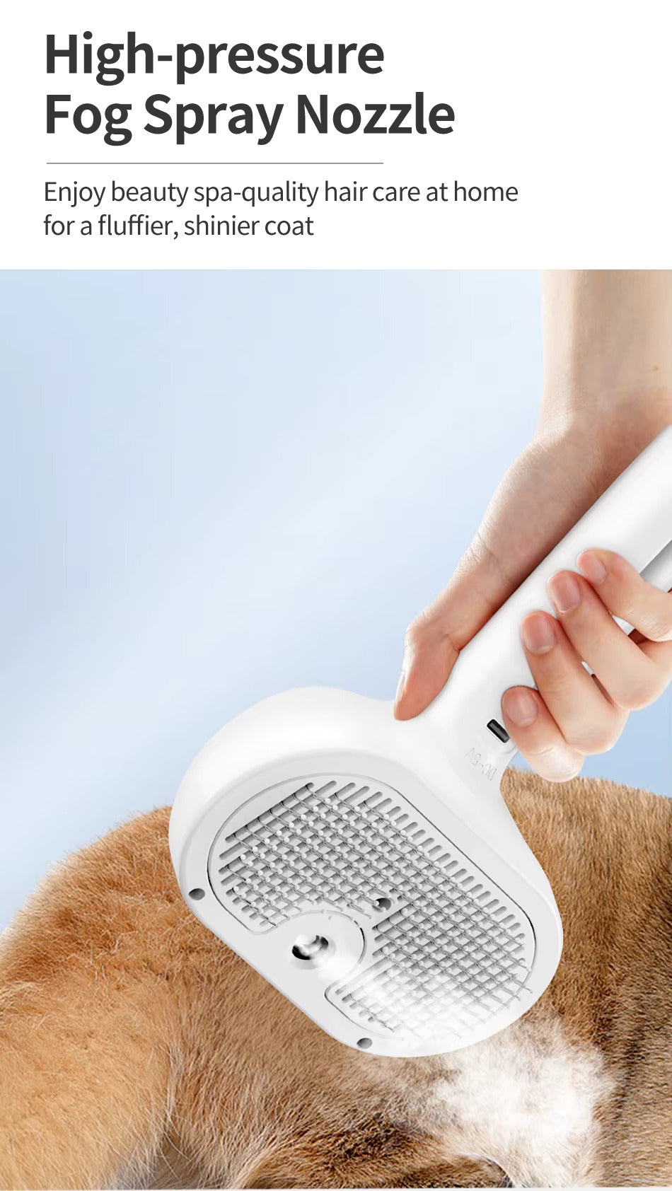 Pawverra™ 3-in-1 Steam Grooming Comb – Clean, Detangle & De-Shed