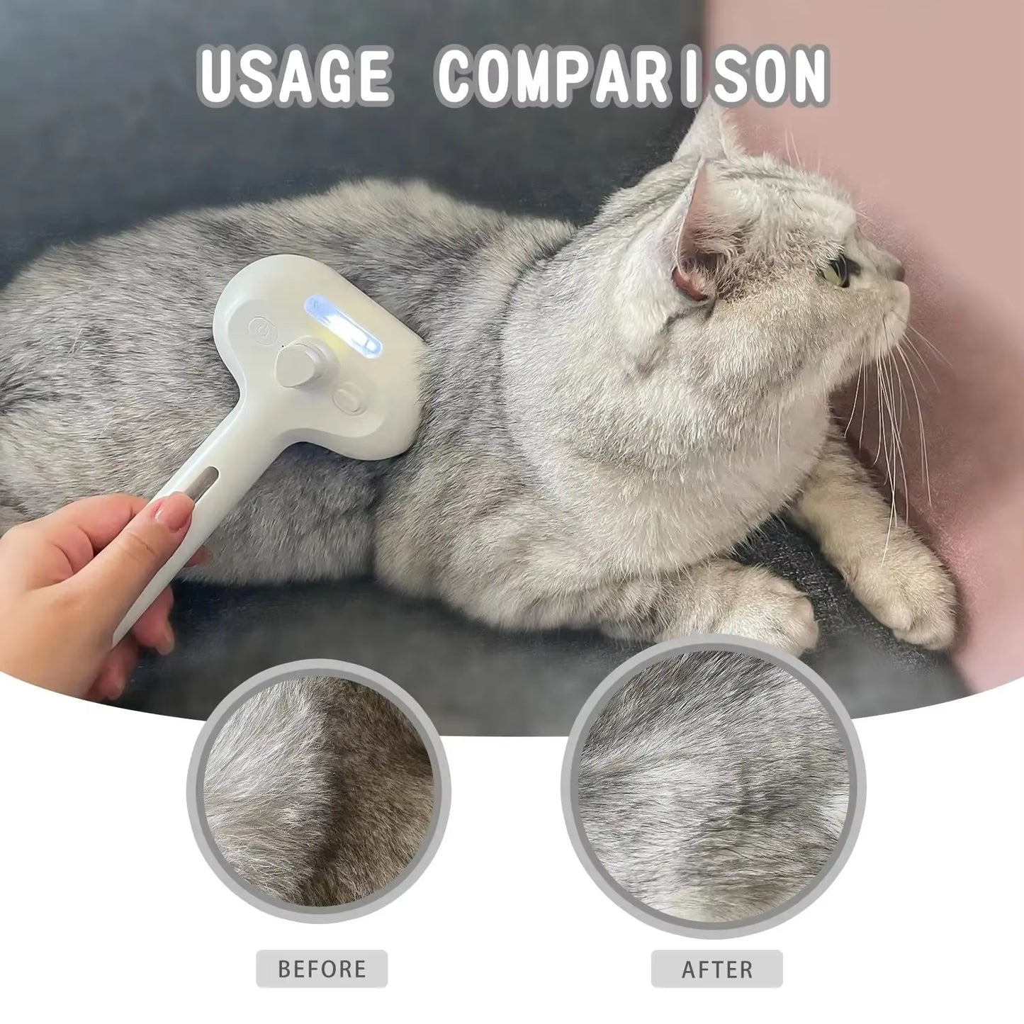 Pawverra™ 3-in-1 Steam Grooming Comb – Clean, Detangle & De-Shed