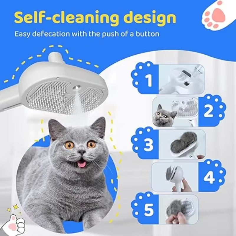 Pawverra™ 3-in-1 Steam Grooming Comb – Clean, Detangle & De-Shed